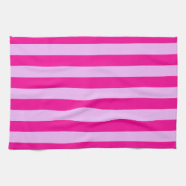 ピンクとマゼンタのストライプパターン キッチンタオル