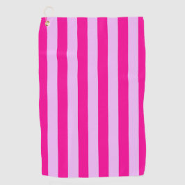 ピンクとマゼンタのストライプパターン ゴルフタオル