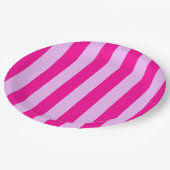 ピンクとマゼンタのストライプパターン ペーパープレート (アングル)