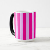 ピンクとマゼンタのストライプパターン モーフィングマグカップ (正面左)