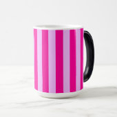 ピンクとマゼンタのストライプパターン モーフィングマグカップ (正面右)
