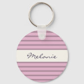 ピンクとマゼンタのストライプ デザイン オーダーメイド キーホルダー (正面)