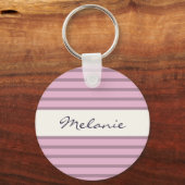 ピンクとマゼンタのストライプ デザイン オーダーメイド キーホルダー (正面)