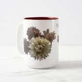 ピンクとマルーンのストローの花カスタムのメッセージ ツートーンマグカップ (正面左)