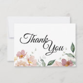 ピンクとマーブのヴィンテージフローラサンキューカード サンキューカード (正面)