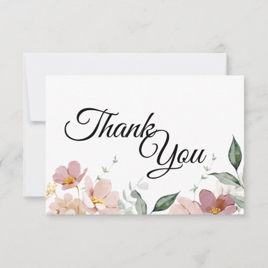 ピンクとマーブのヴィンテージフローラサンキューカード サンキューカード (正面)