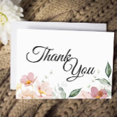 ピンクとマーブのヴィンテージフローラサンキューカード サンキューカード
