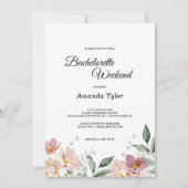 ピンクとマーブのヴィンテージフローラバチェロレッテ週末 招待状 (正面)