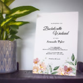 ピンクとマーブのヴィンテージフローラバチェロレッテ週末 招待状