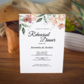 ピンクとマーブのヴィンテージフローラリハーサルディナー 招待状