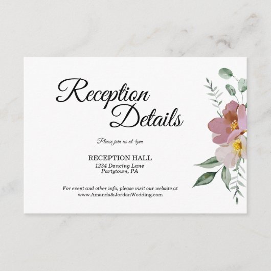 ピンクとマーブのヴィンテージフローラ披露宴詳細 エンクロージャーカード (正面)