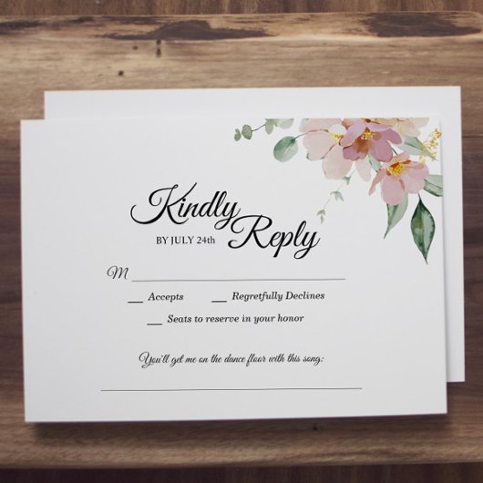 ピンクとマーブのヴィンテージフローラ披露宴詳細 エンクロージャーカード