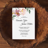 ピンクとマーブのヴィンテージ結婚フローラ 招待状