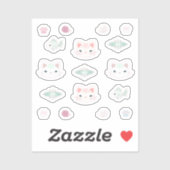 ピンクとミントのかわいい子猫 シール (シート)