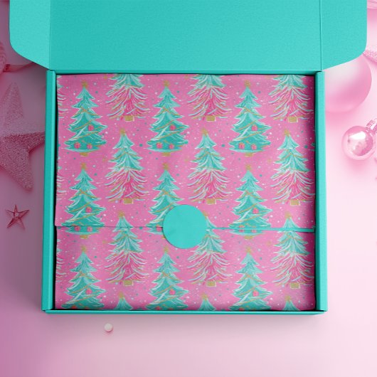ピンクとミントのクリスマスギフトツリー 薄葉紙