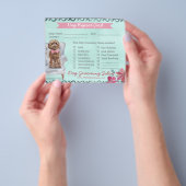 ピンクとミントのフローラドッググルーミングレポートカード チラシ (手)