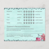 ピンクとミントのフローラドッググルーミングレポートカード チラシ (裏面)