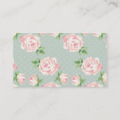 ピンクとミントのヴィンテージバラパターン コーリングカード (裏面)