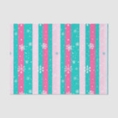 ピンクとミントの垂直スノーストライプのフレーク 薄葉紙 (正面)