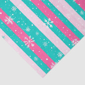 ピンクとミントの垂直スノーストライプのフレーク 薄葉紙 (詳細)