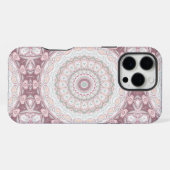 ピンクとミントの曼荼羅柄デザイン iPhoneケース (裏面横)