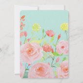 ピンクとミントの水の色のバラ結婚ズ 招待状 (裏面)