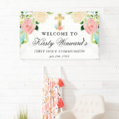 ピンクとミントの花が聖なる聖餐式に 横断幕 (インサイチュ)