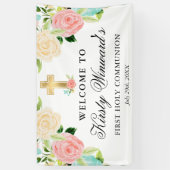 ピンクとミントの花が聖なる聖餐式に 横断幕 (縦)