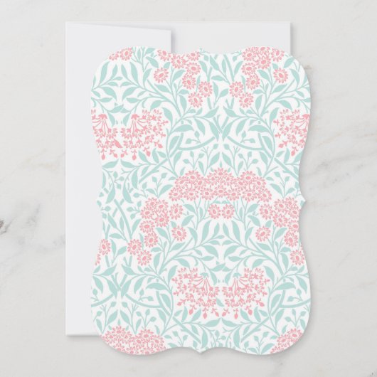 ピンクとミントの花のパターン誕生日パーティー 招待状 (裏面)