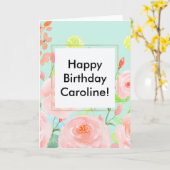 ピンクとミントウォーターのカラーバラ カード (黄色い花)