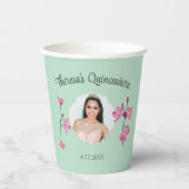 ピンクとミントグリーンさくらんぼブロッサムカスタムの写真 紙コップ (正面)