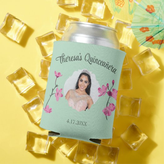 ピンクとミントグリーンさくらんぼブロッサムカスタムの写真 缶クーラー (インサイチュ 夏)