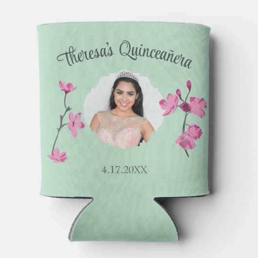 ピンクとミントグリーンさくらんぼブロッサムカスタムの写真 缶クーラー (裏面)