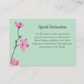 ピンクとミントグリーンのさくらんぼ花咲の指示 エンクロージャーカード (正面)