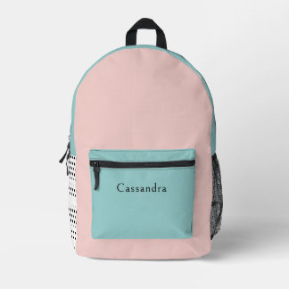 ピンクとミントグリーンの名入れ プリントバックパック