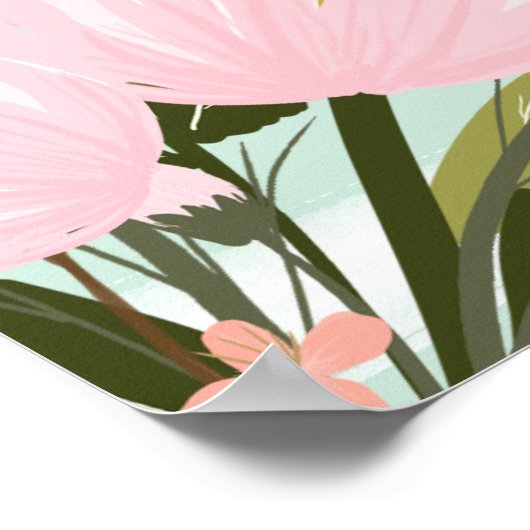 ピンクとミントグリーン赤ちゃんシャワーのバナー ポスター (角)