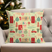 ピンクとミントグリー名門私立校風のの可愛いクリスマスデザイン クッション