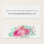 ピンクとミントフローラ結婚式RSVP (正面&裏面)