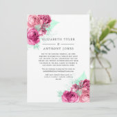 ピンクとミント減ら結婚フローラのゲストリスト 案内状 (スタンド正面)