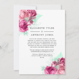 ピンクとミント減ら結婚フローラのゲストリスト 案内状