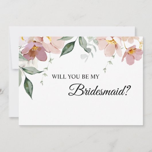 ピンクとメイブのヴィンテージフローラの花嫁の提案 招待状 (正面)