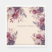 ピンクとメイブの水色の花 スタンダードランチョンナプキン (正面)