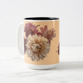 ピンクとメイヴストローの花と愛の濃いピンク ツートーンマグカップ (正面左)