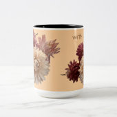 ピンクとメイヴストローの花と愛の濃いピンク ツートーンマグカップ (中央)