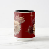 ピンクとメイヴワラの花とラブダークレッド ツートーンマグカップ (中央)