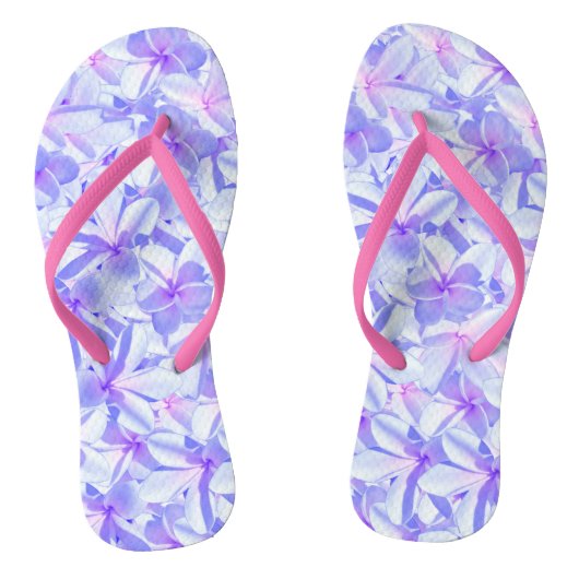 ピンクとモアベのフランジパニス ビーチサンダル (ソール)