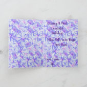 ピンクとモアヴェフランギパニの花、誕生日カード、 カード (内部)