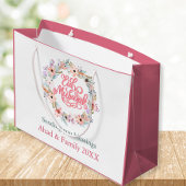 ピンクとモダン白のフローライードムバラク抱き枕 ラージペーパーバッグ