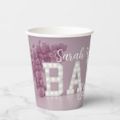 ピンクとモダン白の女の子ベビーシャワー紙カップ 紙コップ (正面)