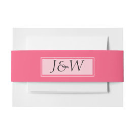 ピンクとモノグラム結婚のベリーバンド 招待状ベリーバンド